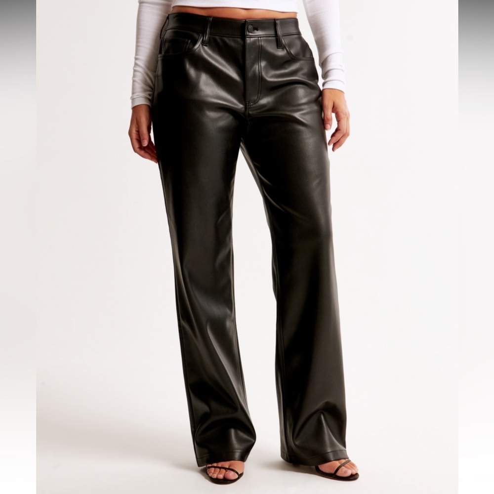 Abercrombie & Fitch Curve Love Vegan Leather Low Rise Baggy Pant